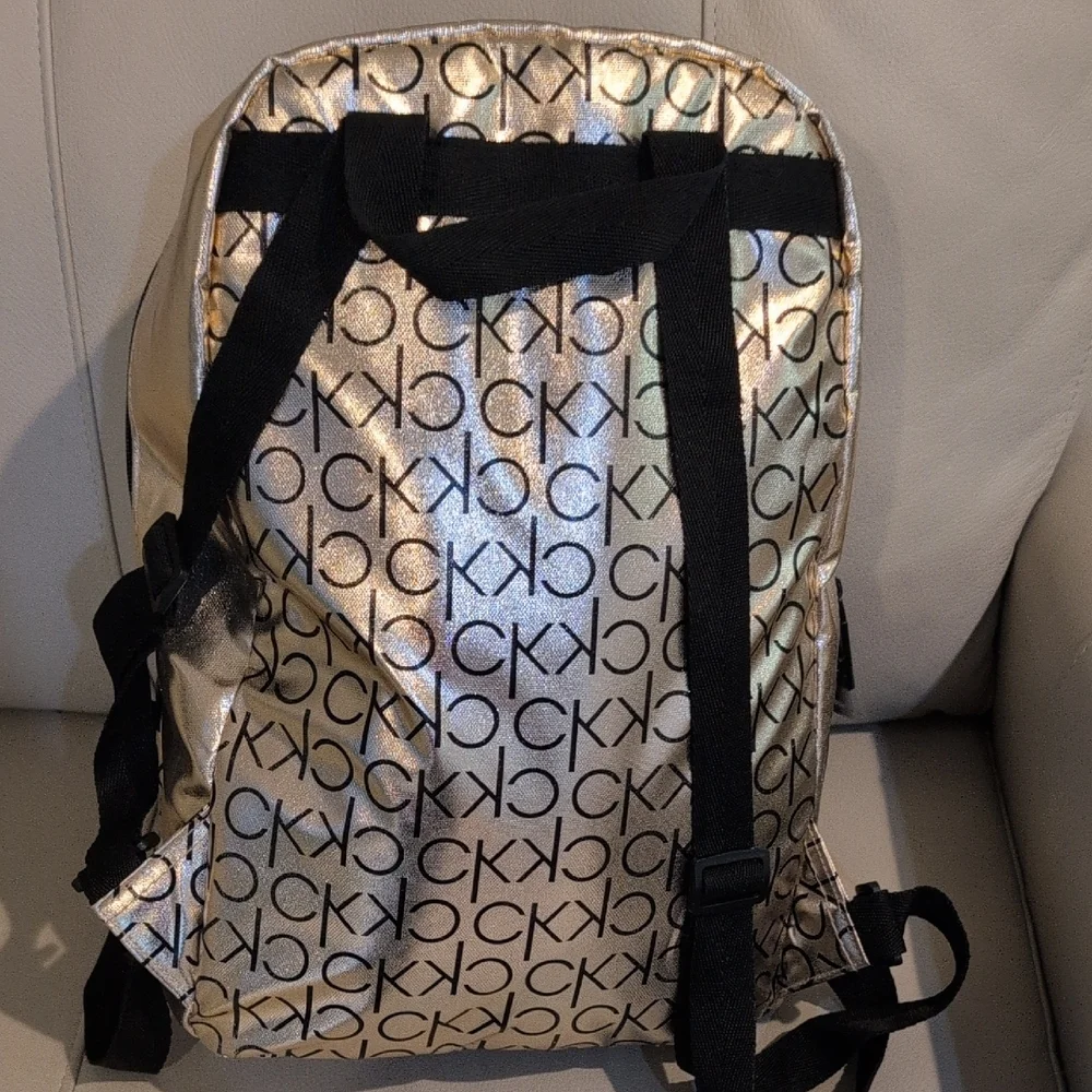 Calvin Klein Metallic Gold Backpack with Black Logo